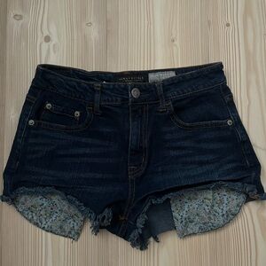Aeropostale High Waisted Shorty Short Women's Dark Blue Denim Shorts Size 6
